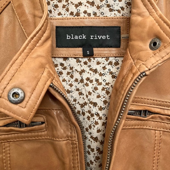 NWOT Black Rivet 100% Lamb Leather Moto Jacket w/Floral Lining - Picture 2 of 5